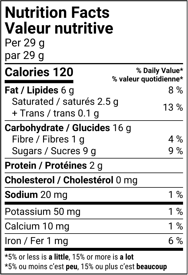 Valeur nutritive Végétale chocolat